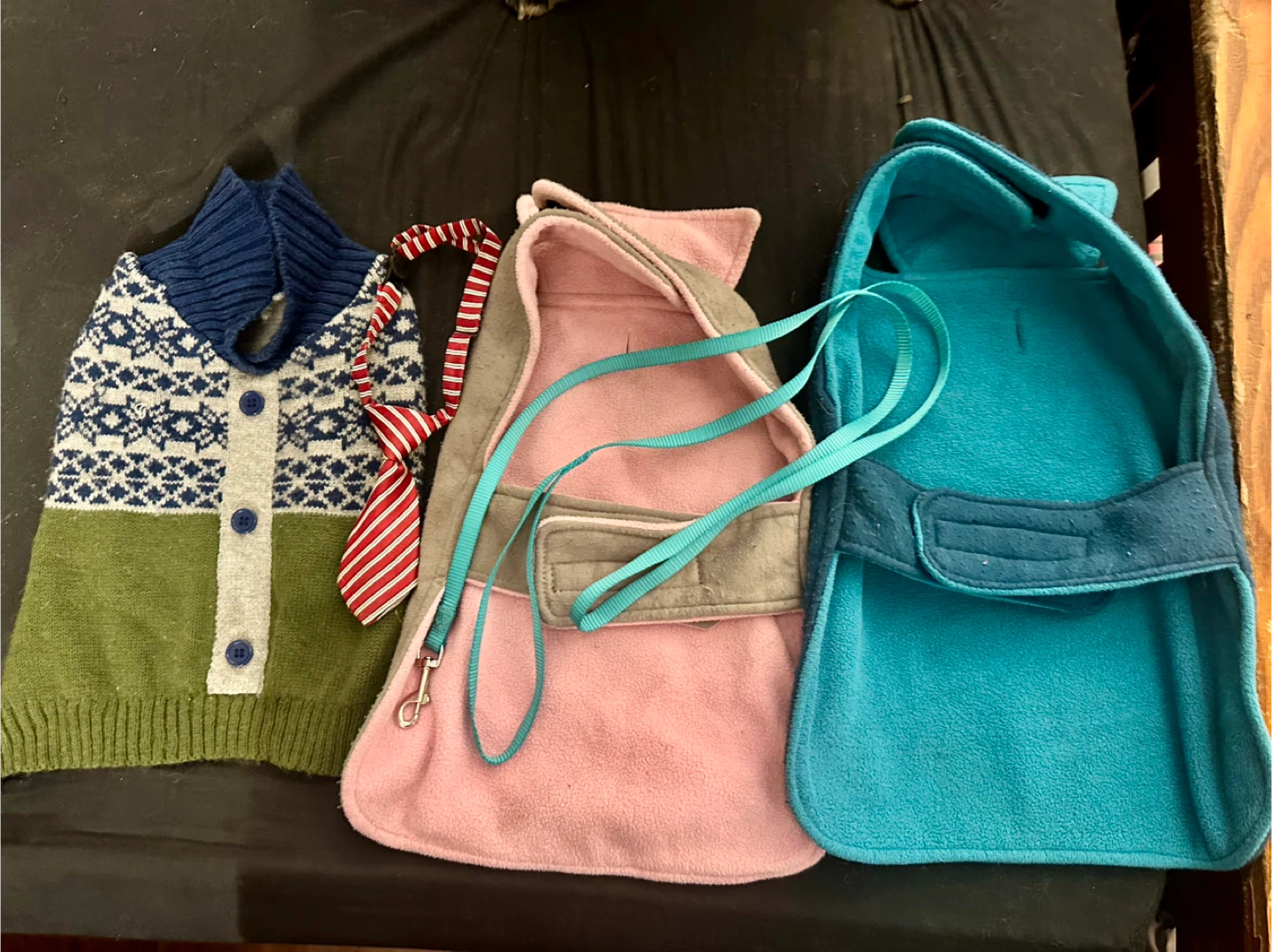 Bundle of 3 Dog Sweaters and 1 Tie