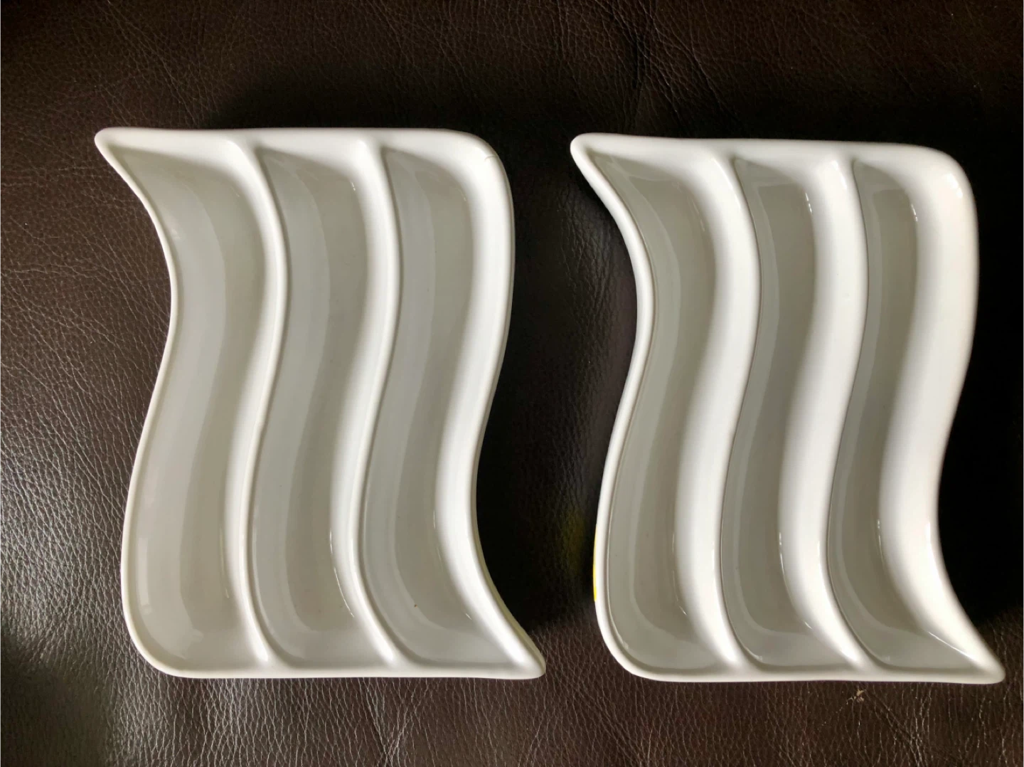 White Ceramic Wave Serving Dishes - Set of 2, never used