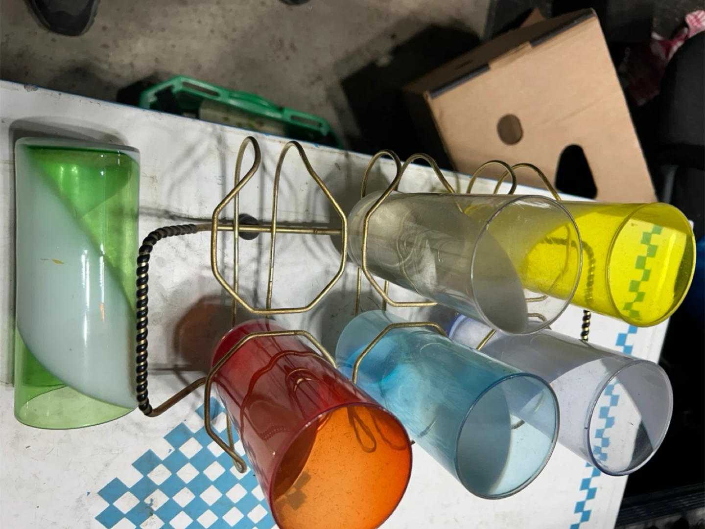 Set of 6 Coloured Drinking Glasses with Rack - photo 2