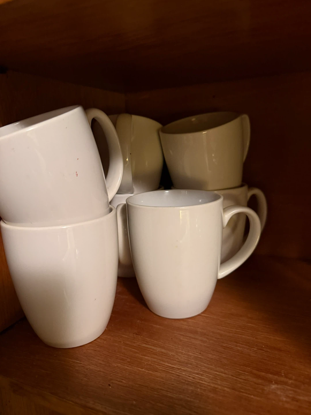 Set of 7 White Ceramic Coffee Mugs