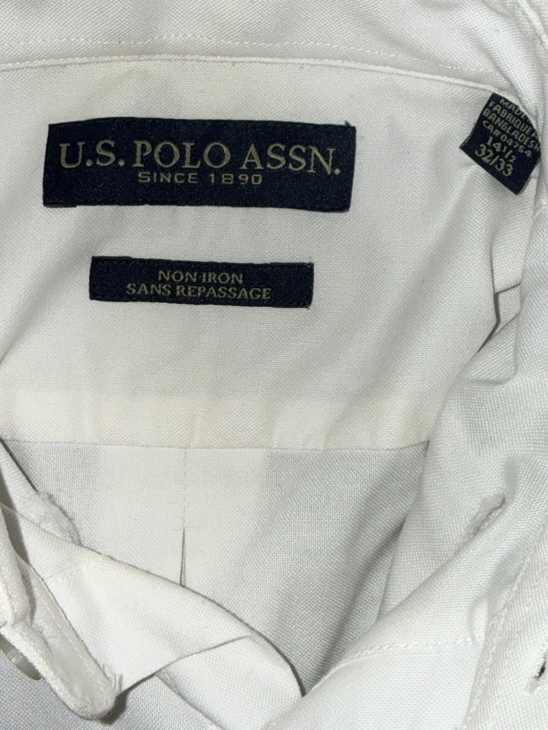 U.S. Polo Assn. Non-Iron White Dress Shirt - Size 14 1/2 32/33 - photo 4