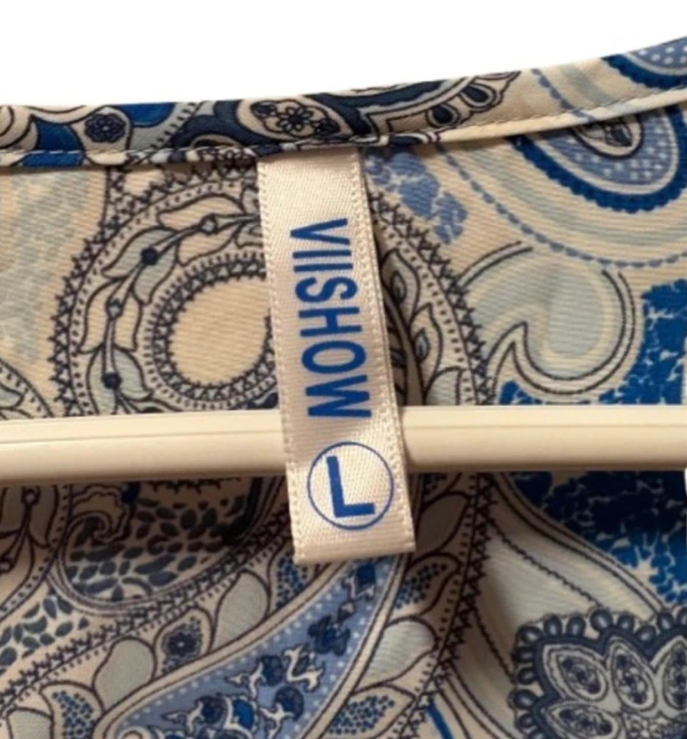 VIISHOW Boho Paisley Tunic Top – Blue/White Asymmetrical Hem (L) - photo 2