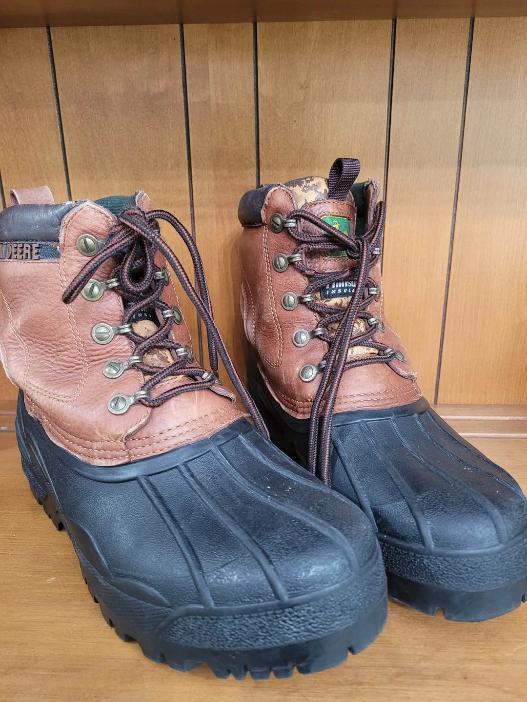 John Deere Men's Brown Leather Lace-Up Work Boots size 10