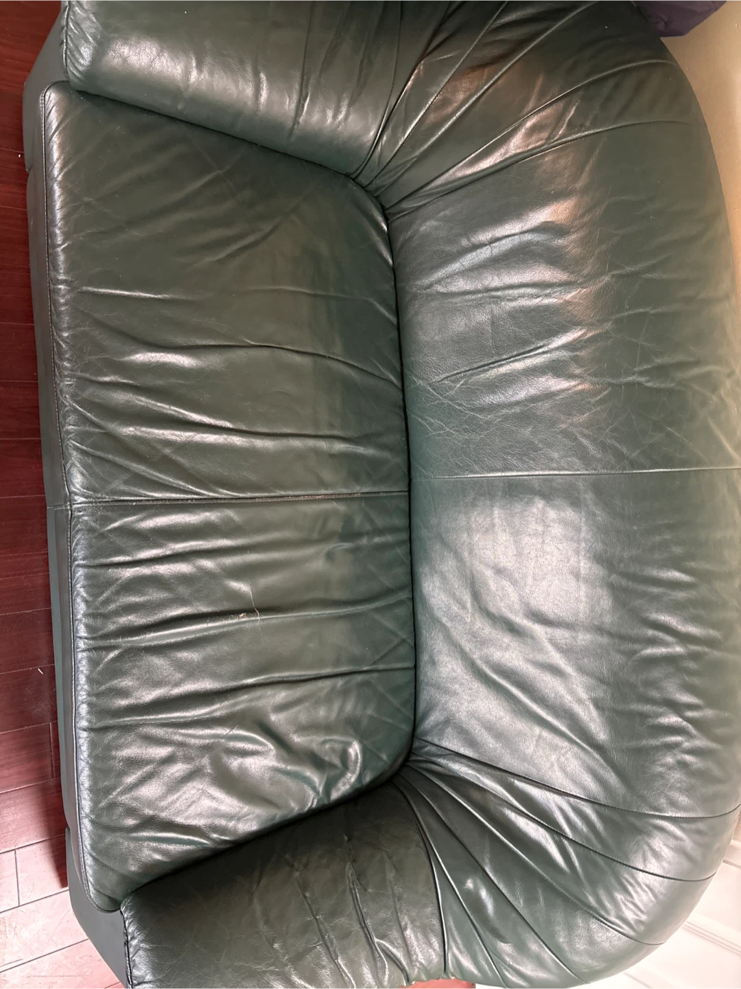Green Leather Loveseat Sofa - photo 3