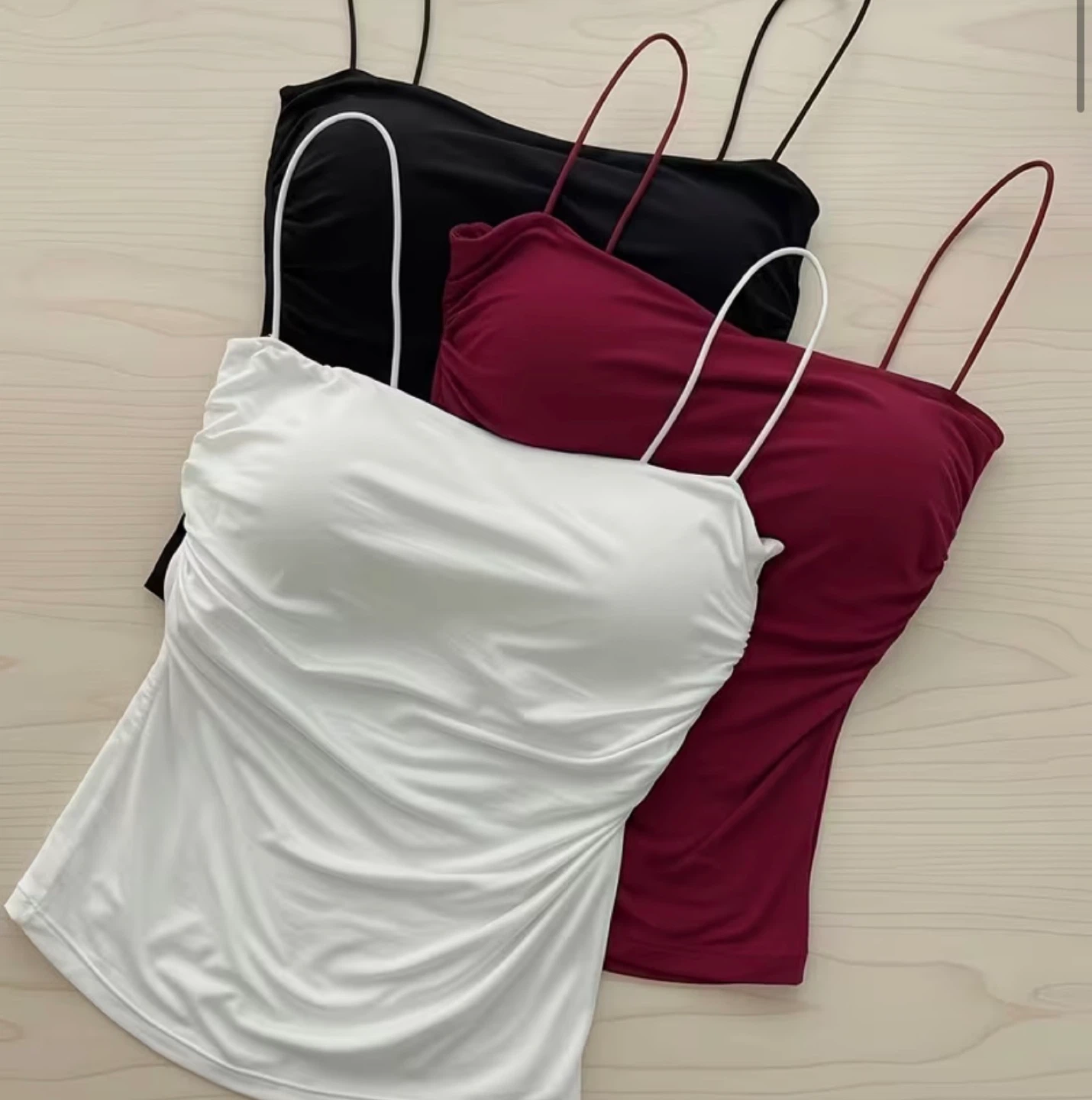 Ruched Spaghetti Strap Tank Top