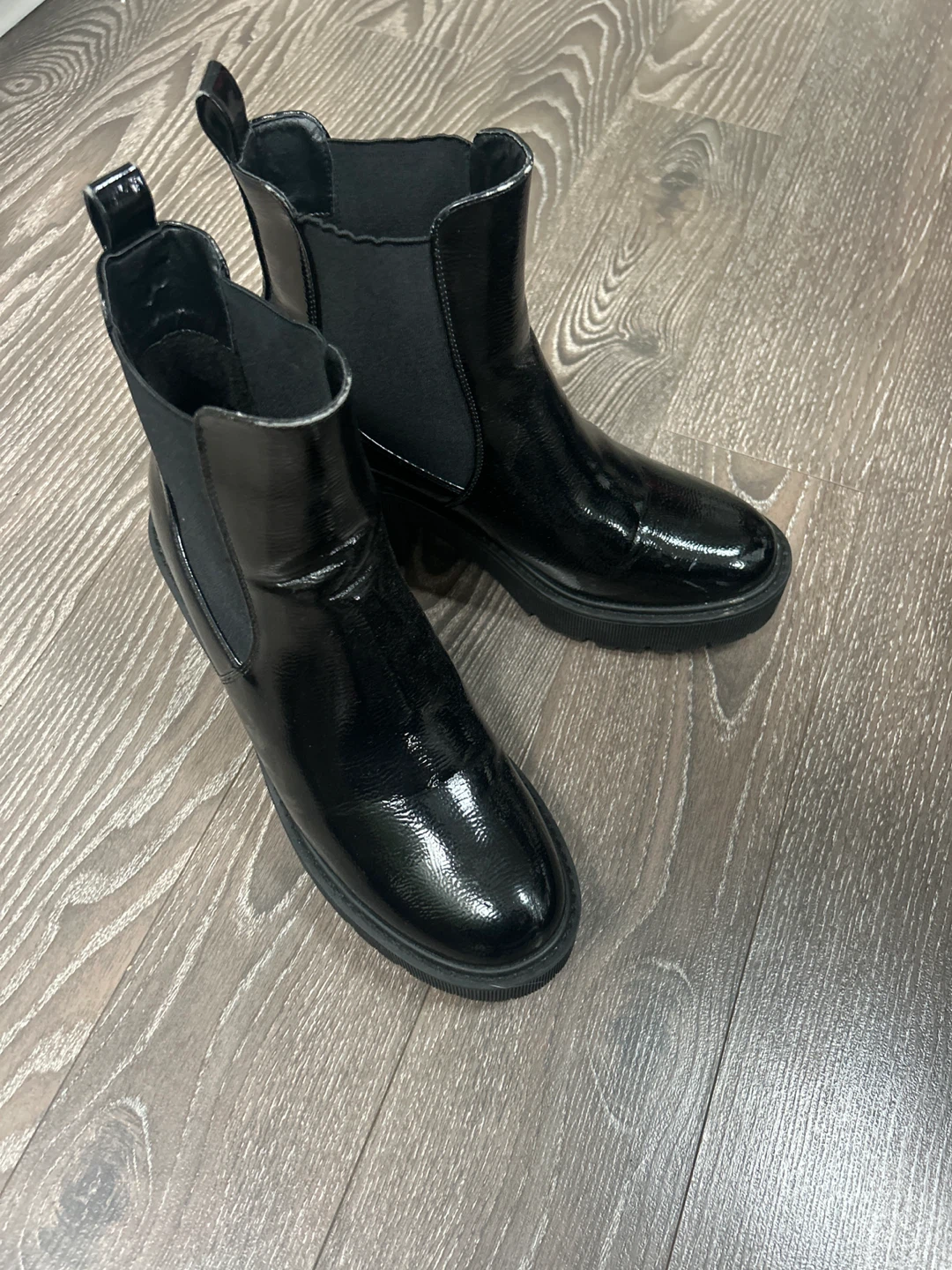 Black Patent Chelsea Boots