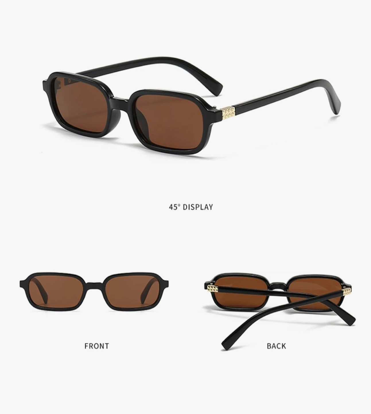 Black Rectangle Sunglasses with Brown Lenses - photo 5
