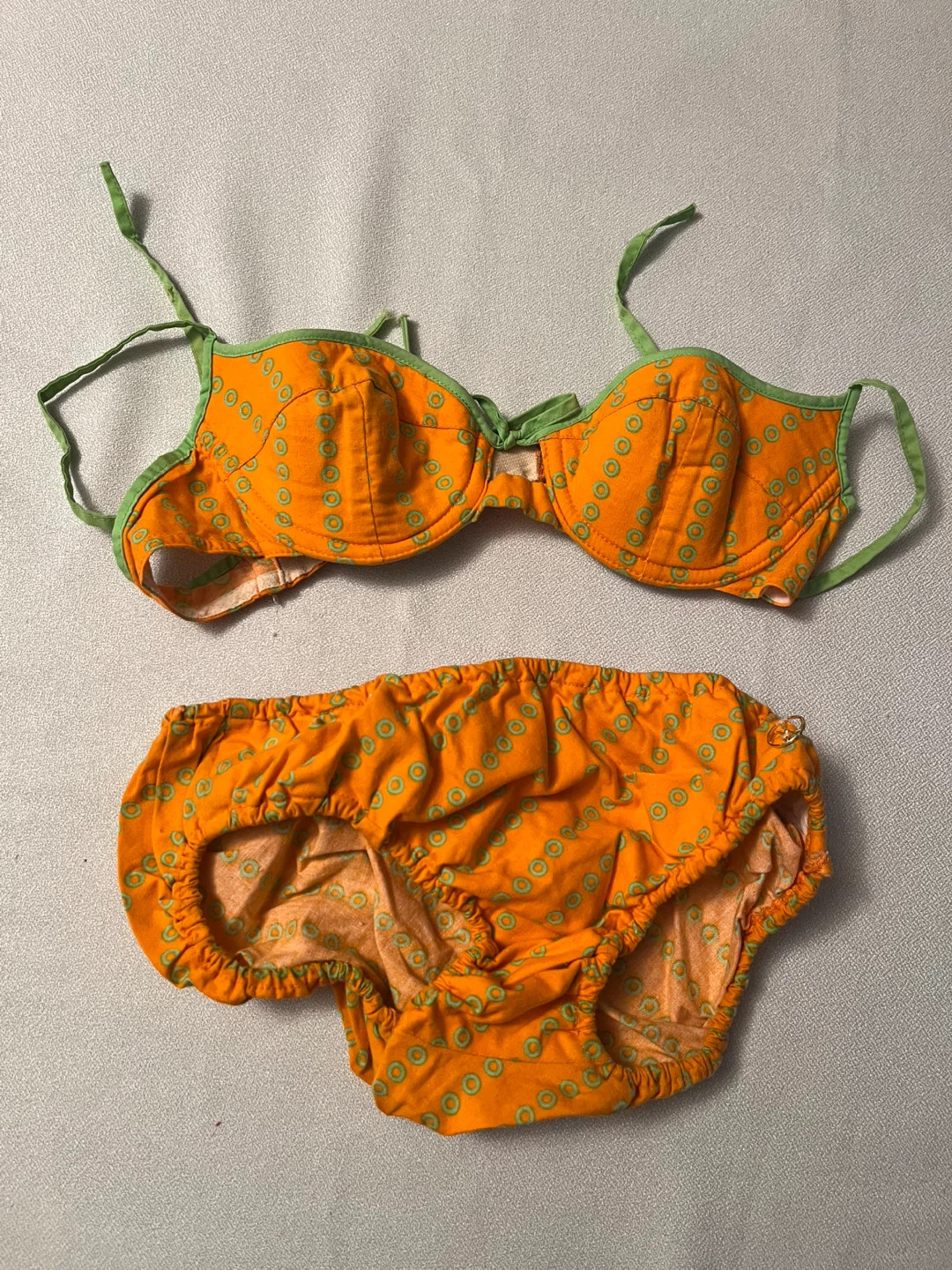 Orchidee Bikini Set - Orange Green Print