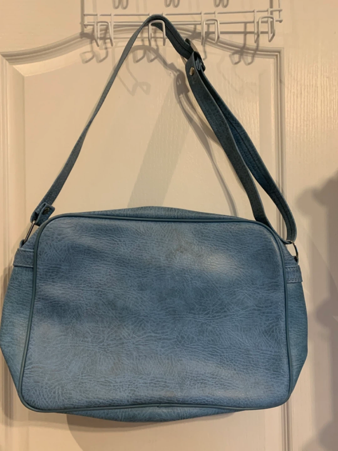 Vintage Blue Faux Leather Shoulder Bag - photo 5