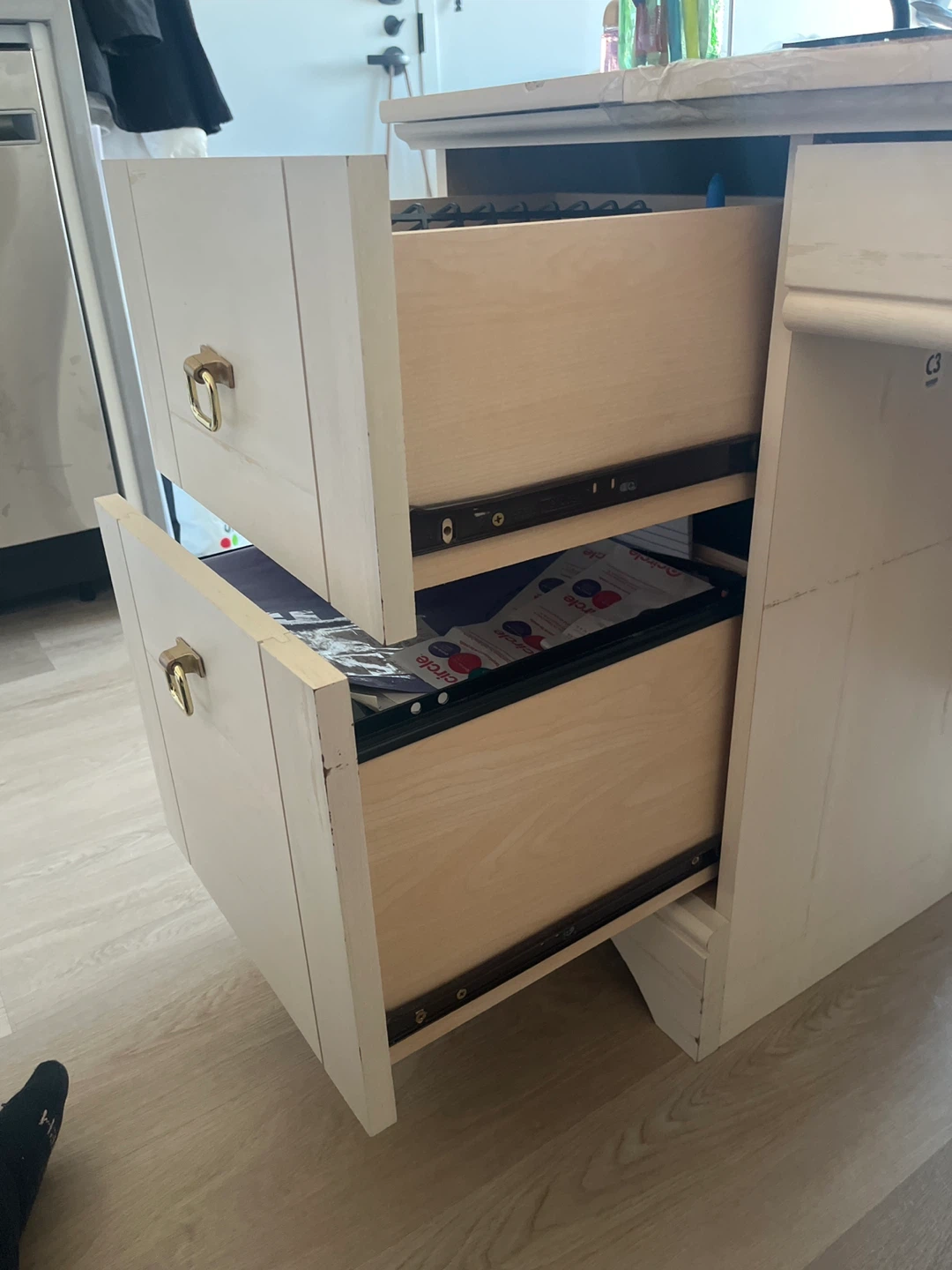 Cream White Vanity Desk with Drawers - photo 3