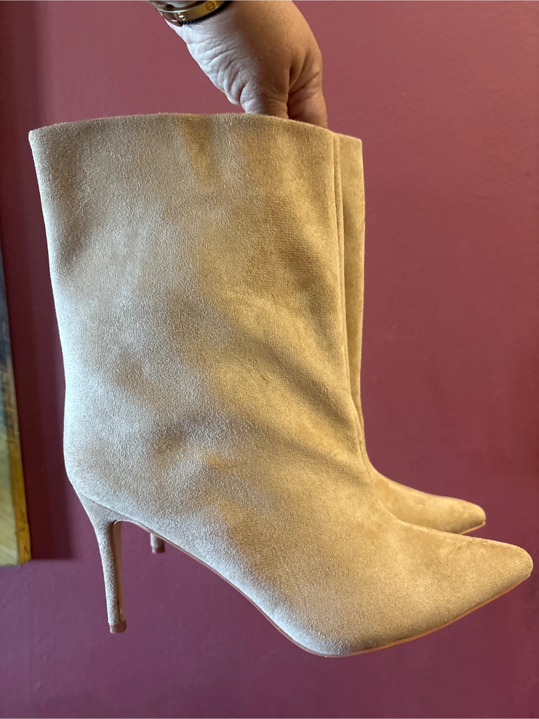 New Beige Suede Ankle Boots