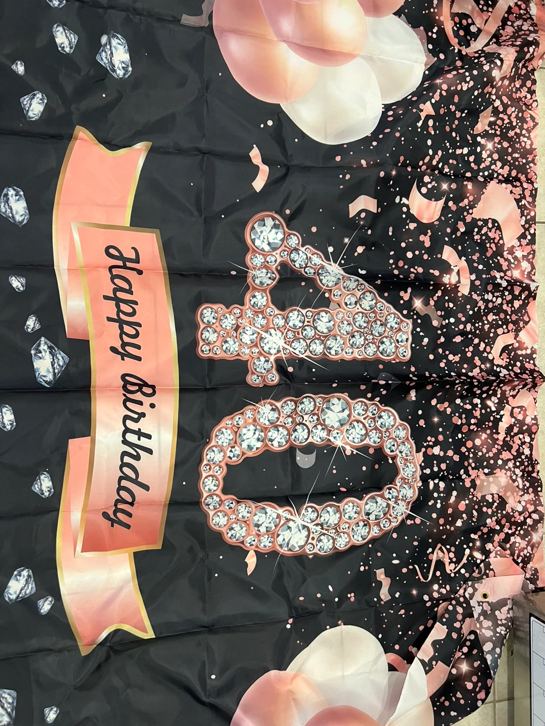 Happy Birthday 40th Backdrop Banner Rose Gold