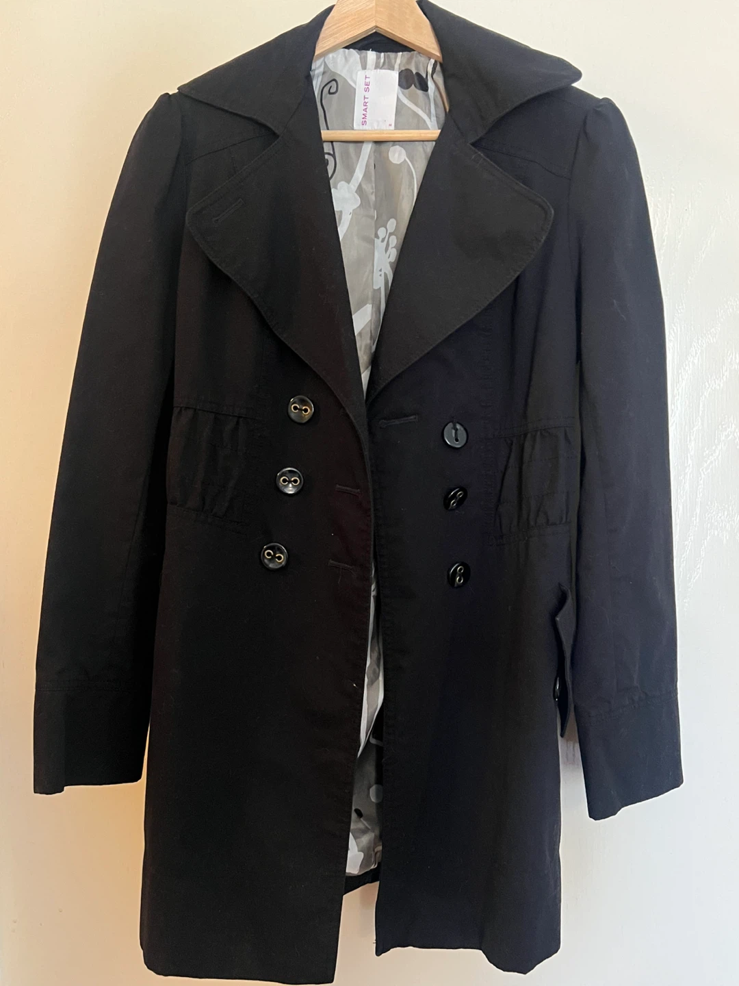 Smart Set Black Double-Breasted Coat - photo 5