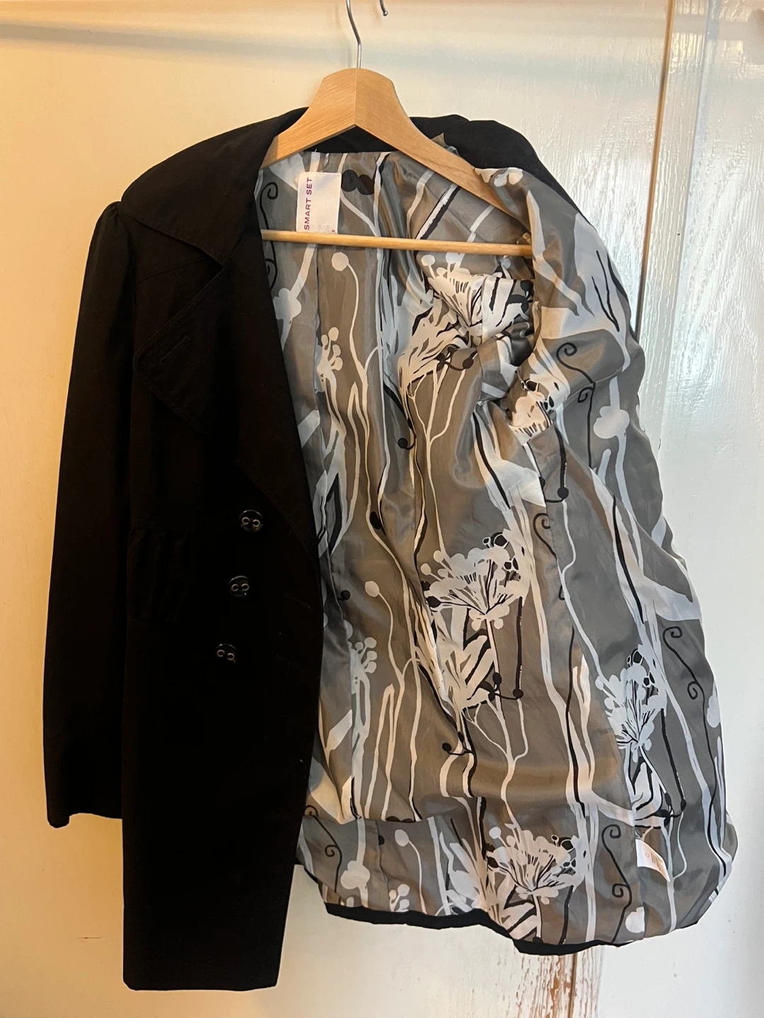 Smart Set Black Double-Breasted Coat - photo 3