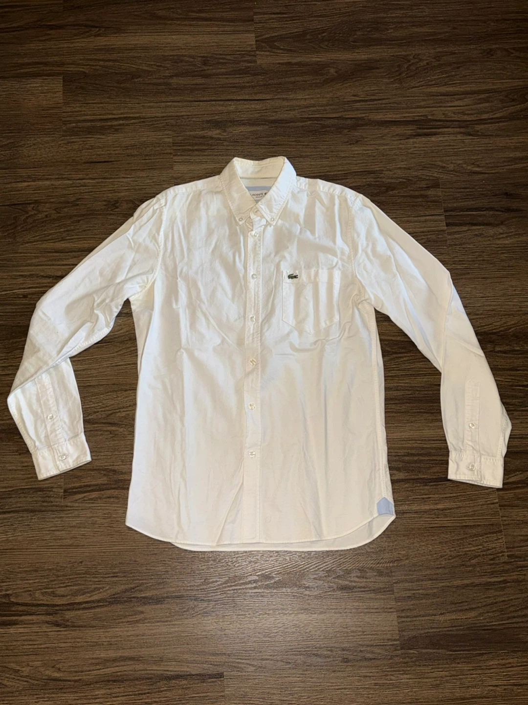 Lacoste Regular Fit Button-Up Shirt - White - Size S