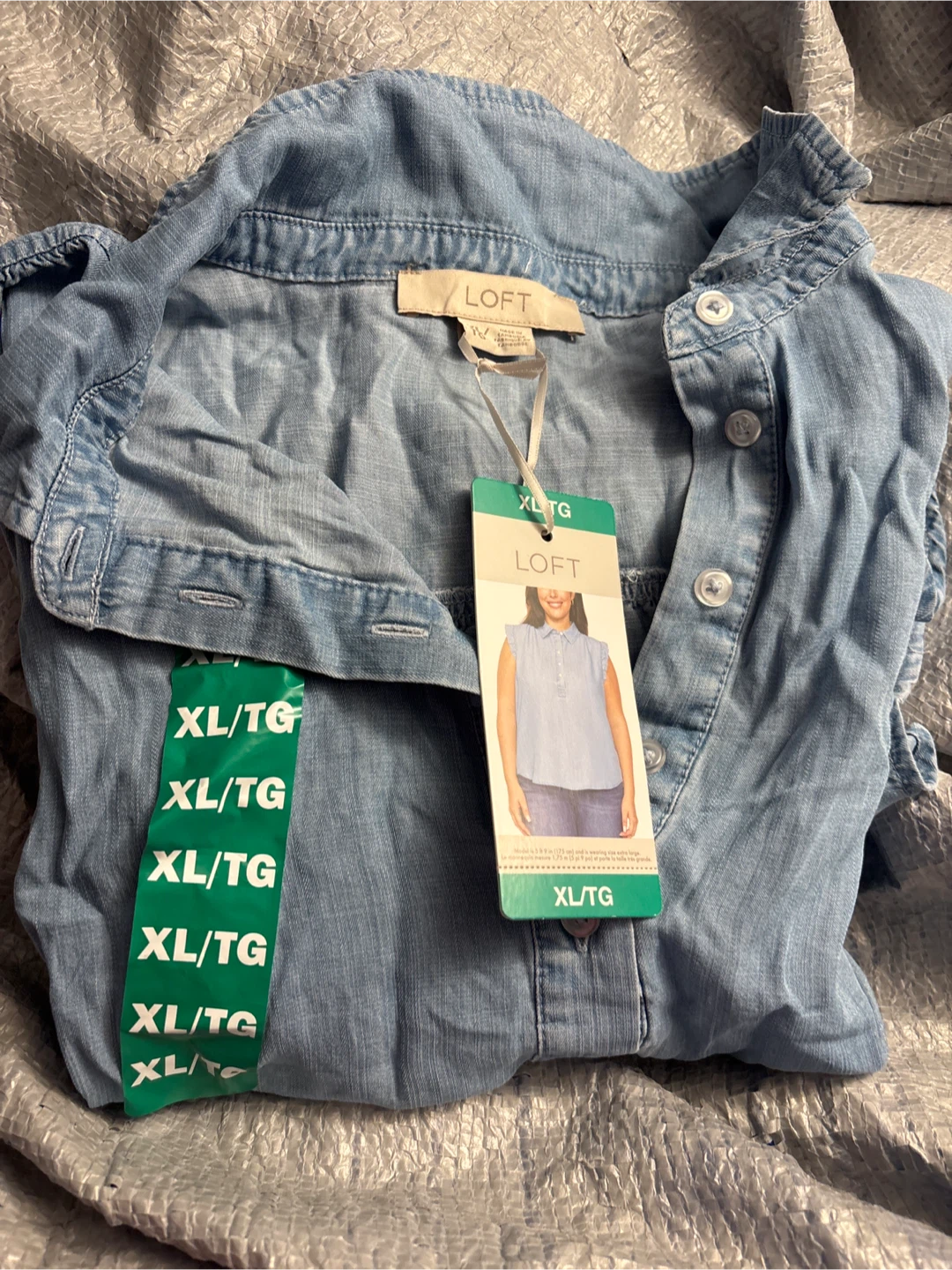 LOFT Women's XL/TG Chambray Sleeveless Top