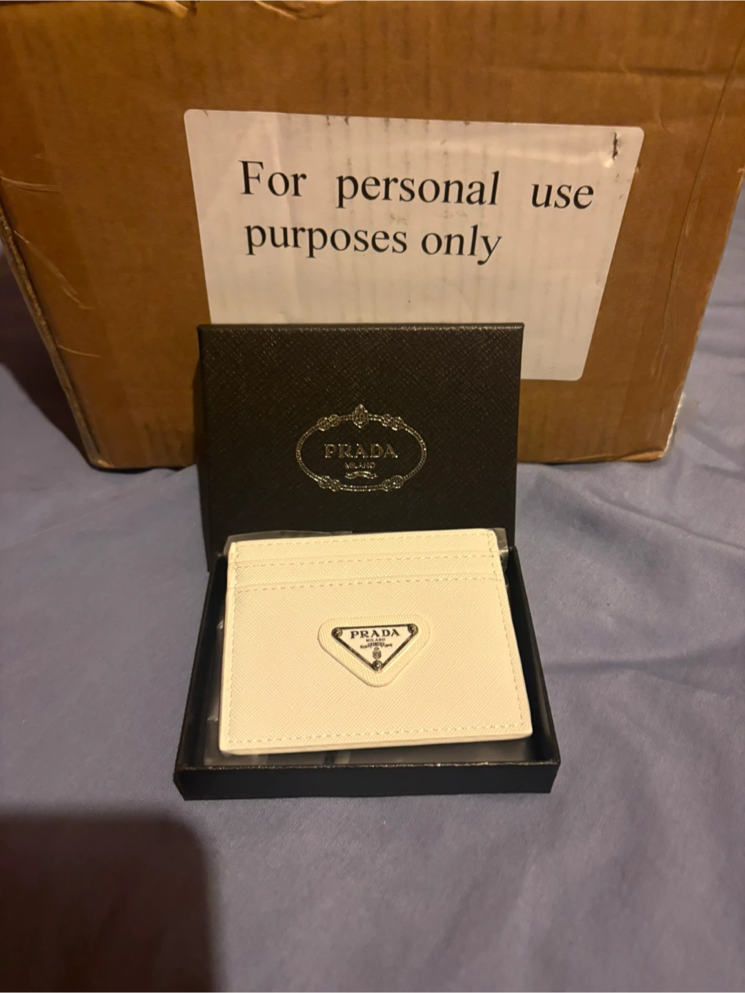 White Prada card holder