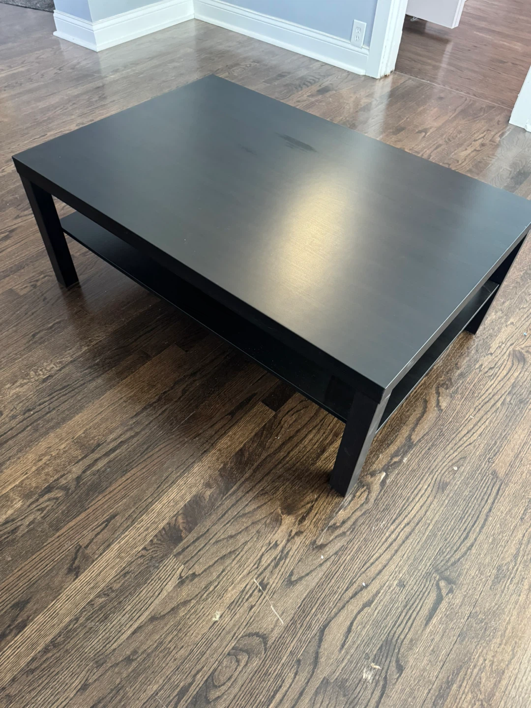 Black Square Coffee Table with Shelf - photo 2