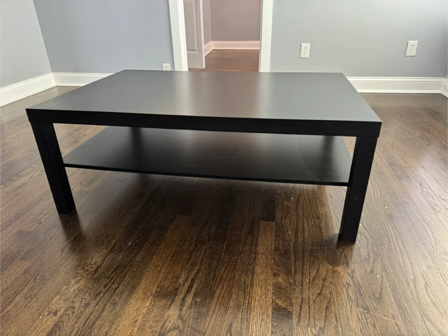Black Square Coffee Table with Shelf