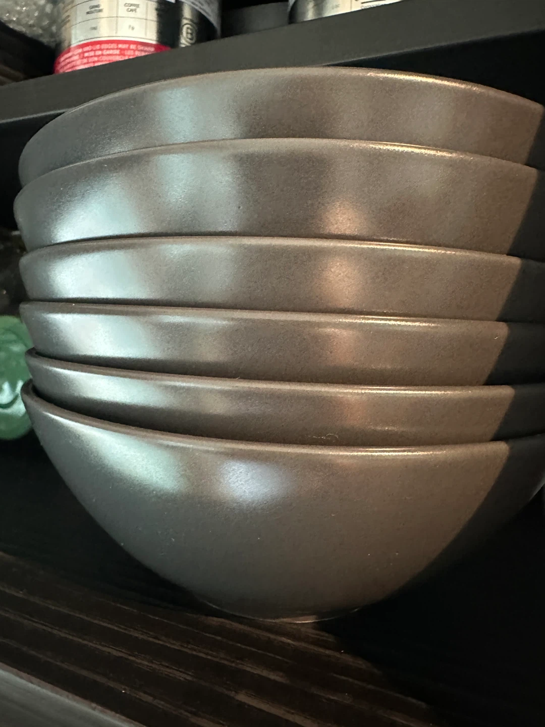 Set of 6 Matte Black Ceramic Dinner Plates
