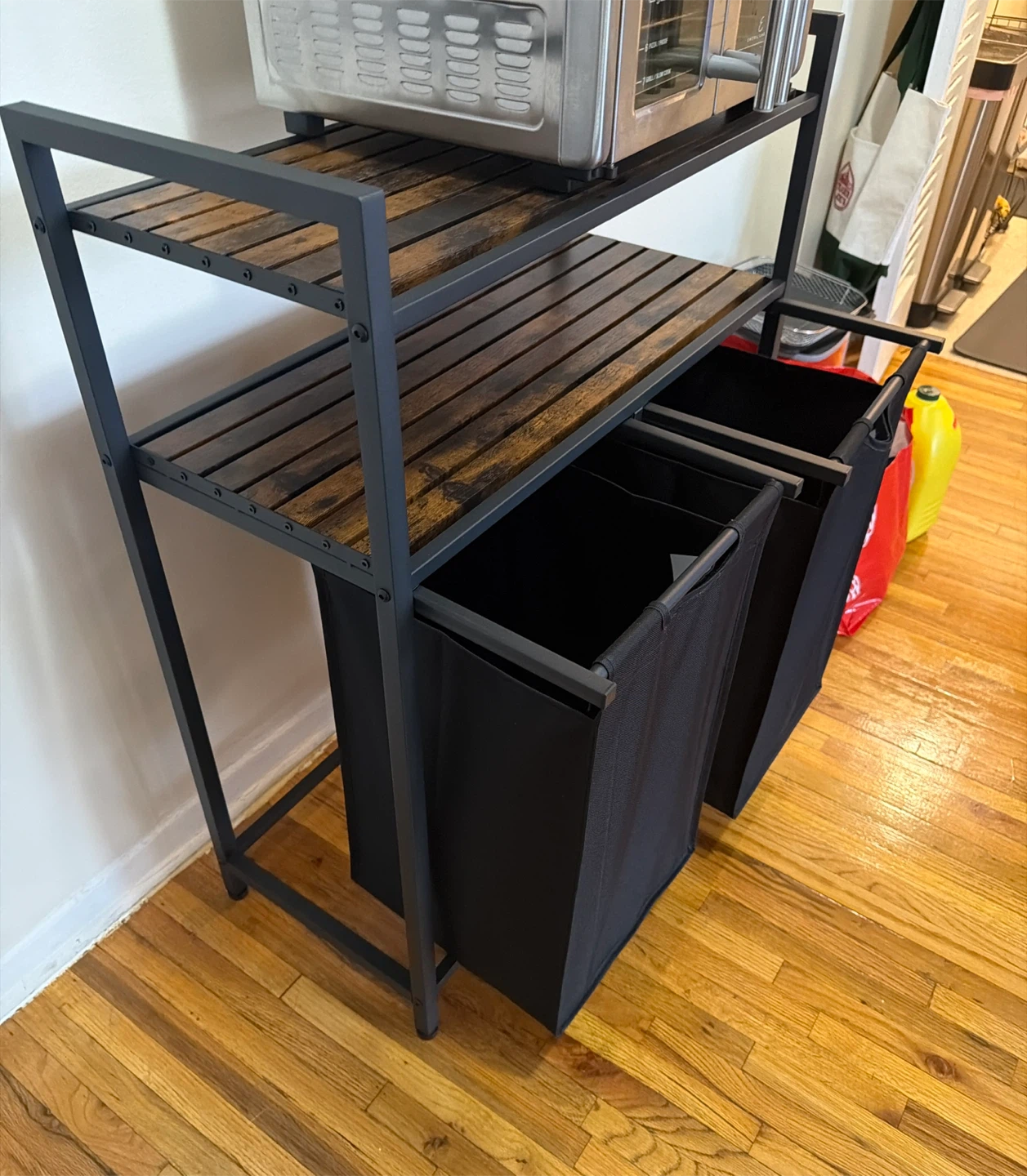 2-Tiered Kitchen Storage Rack with 2 Black Laundry Baskets - photo 2