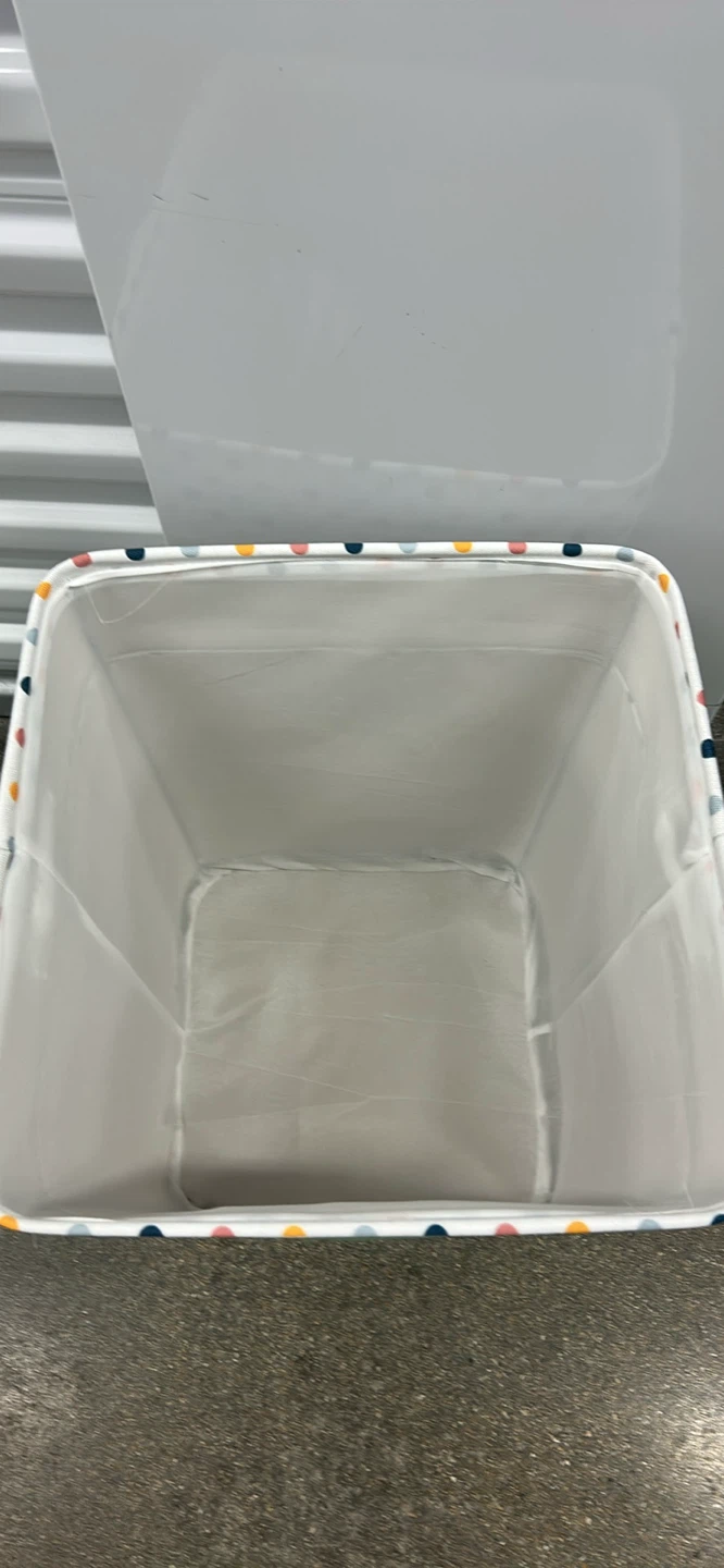 Fabric Laundry Bin with Polka Dot Trim - photo 2