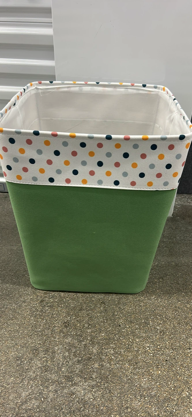 Fabric Laundry Bin with Polka Dot Trim