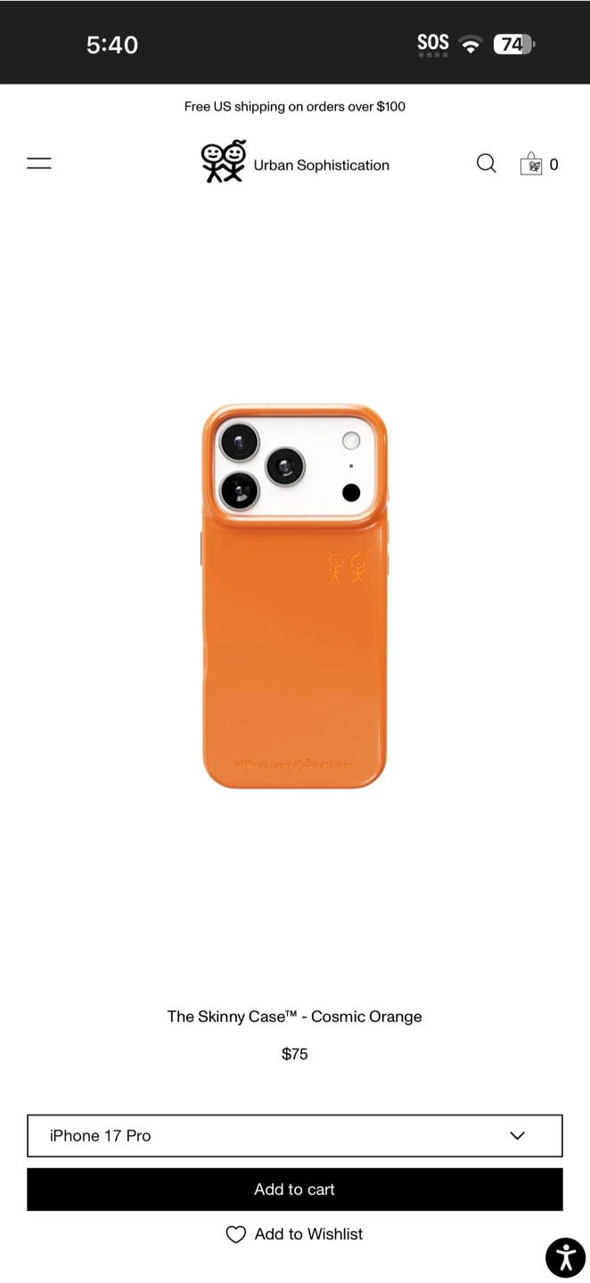 Urban Sophistication The Skinny Case Cosmic Orange iPhone 17 Pro
