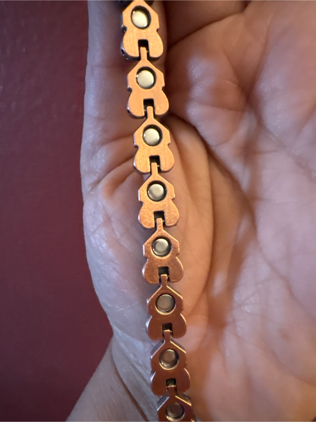 New Genuine copper magnetic  Gem Stone Heart Beaded Bracelet - photo 3