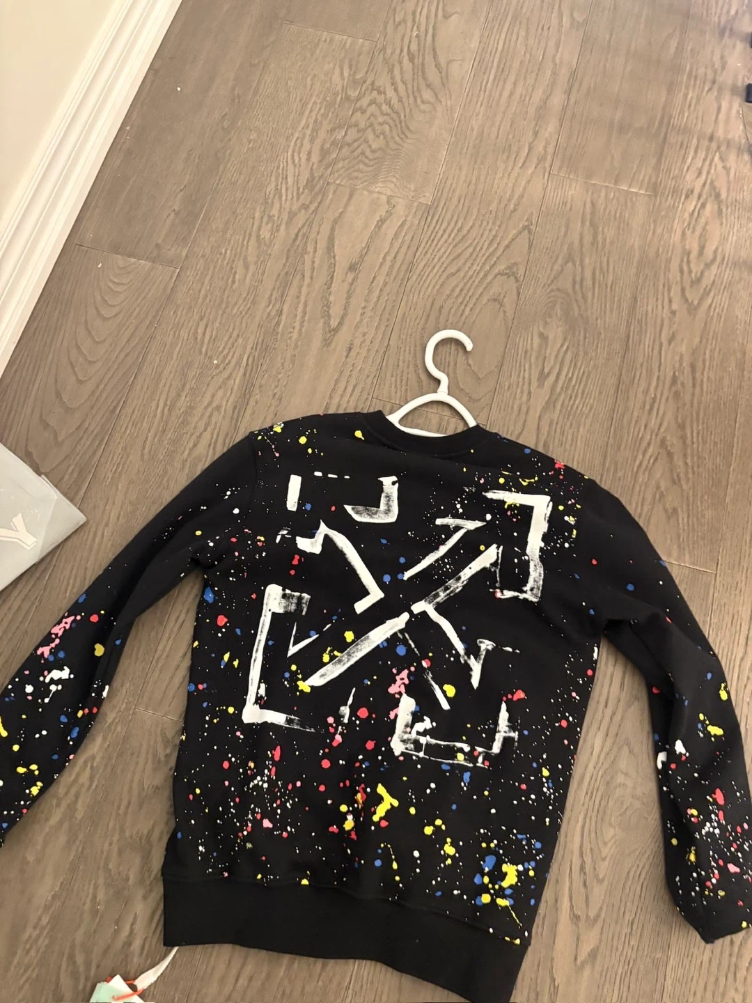 Off-White Black Paint Splatter Crewneck Sweatshirt - photo 4