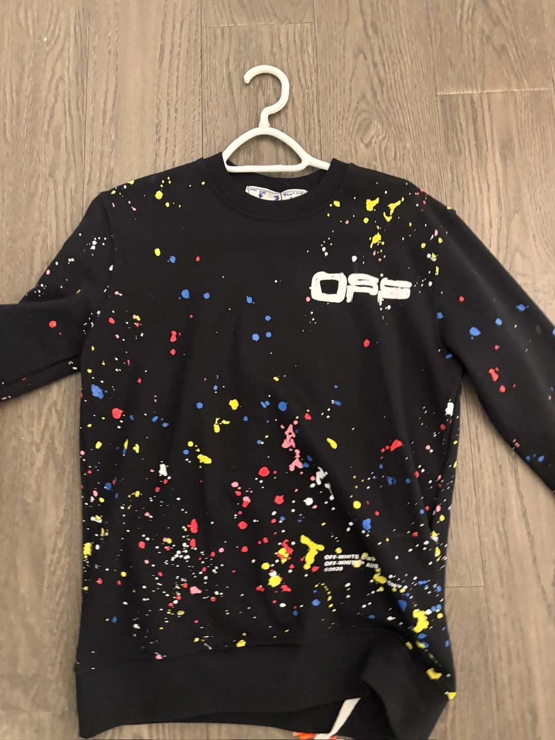 Off-White Black Paint Splatter Crewneck Sweatshirt - photo 3