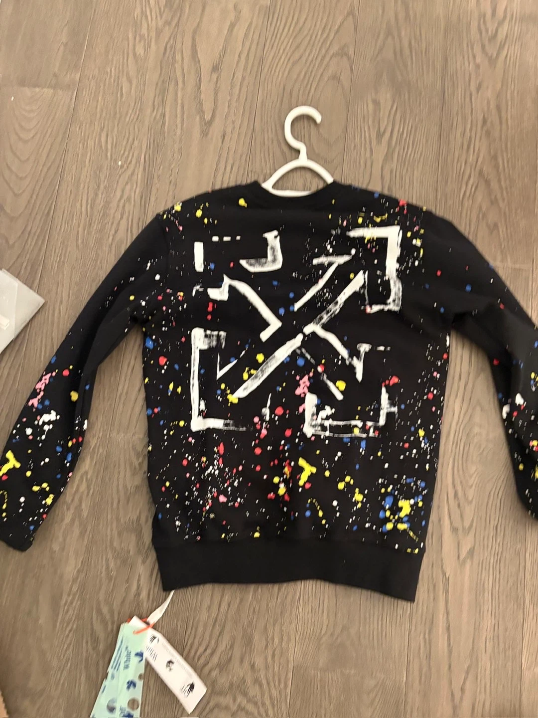 Off-White Black Paint Splatter Crewneck Sweatshirt - photo 2