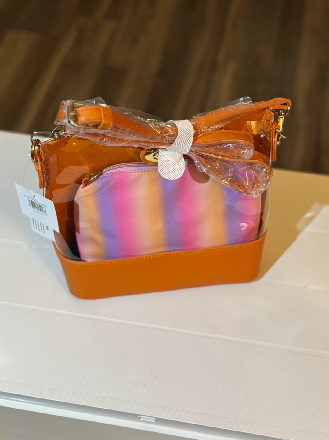 Orange 3-Piece Crossbody Bag Set with Pouch