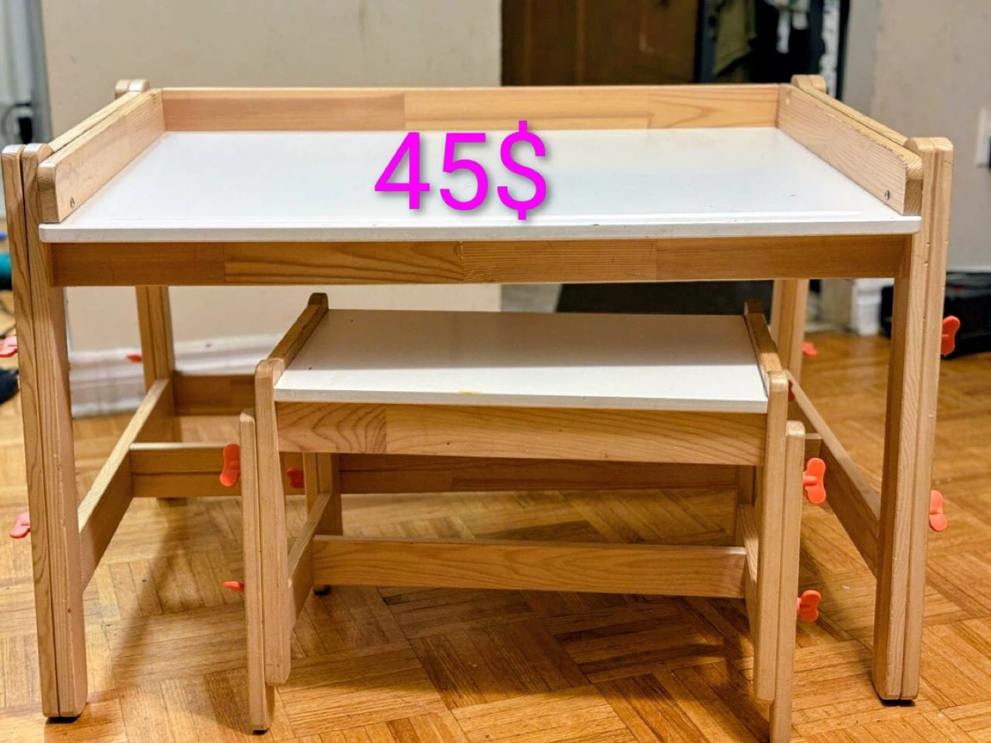 Wooden Kids Art Table and Stool Set