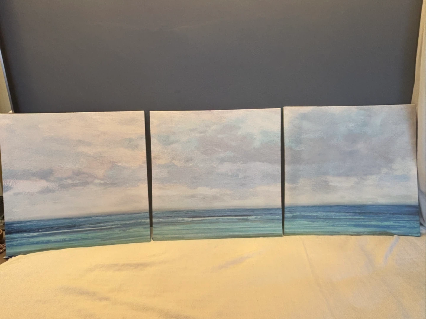 Set of 3 Canvas Wall Art - Ocean & Sky Landscape