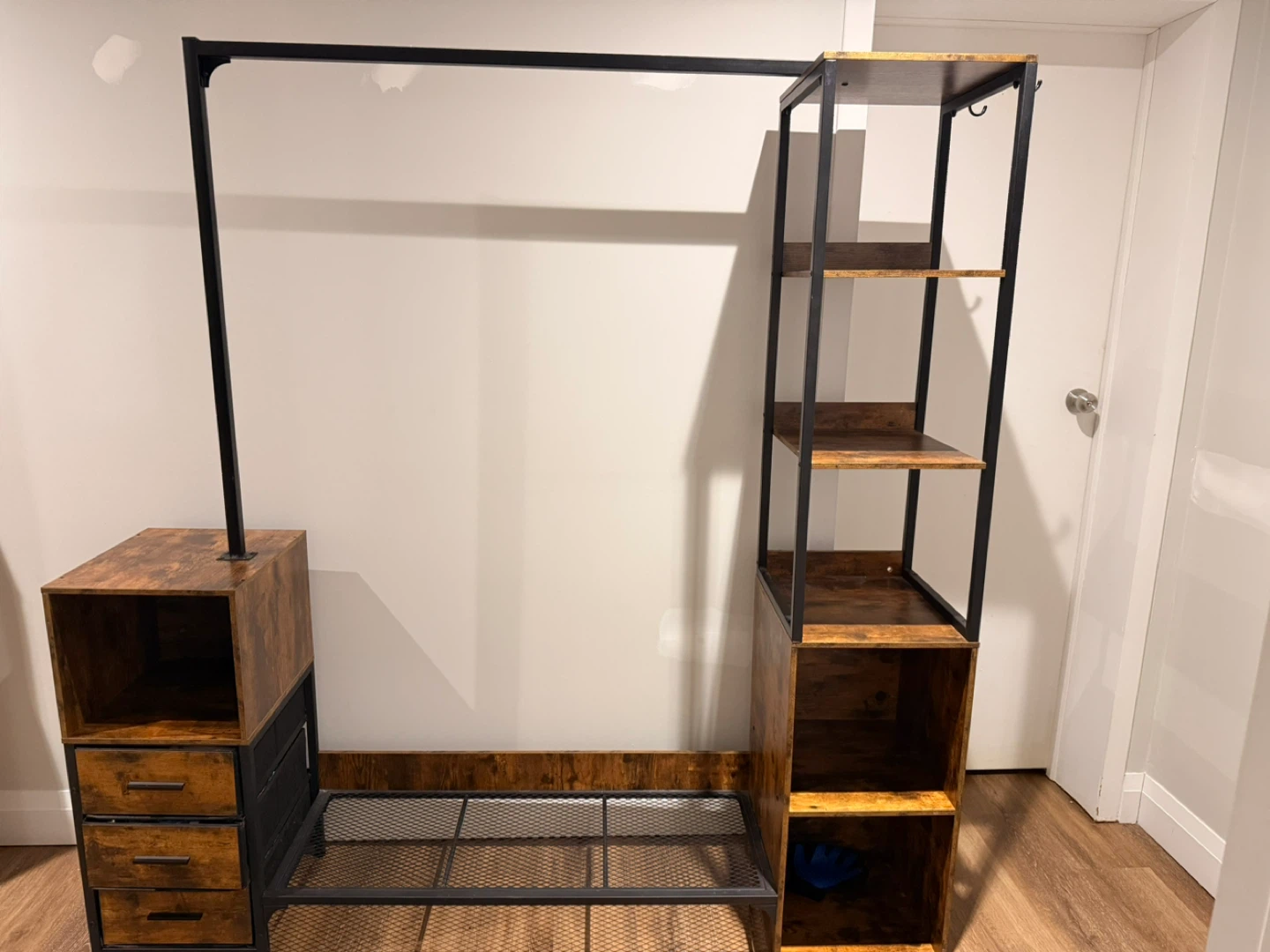 Industrial Style Clothing Rack with Shelving