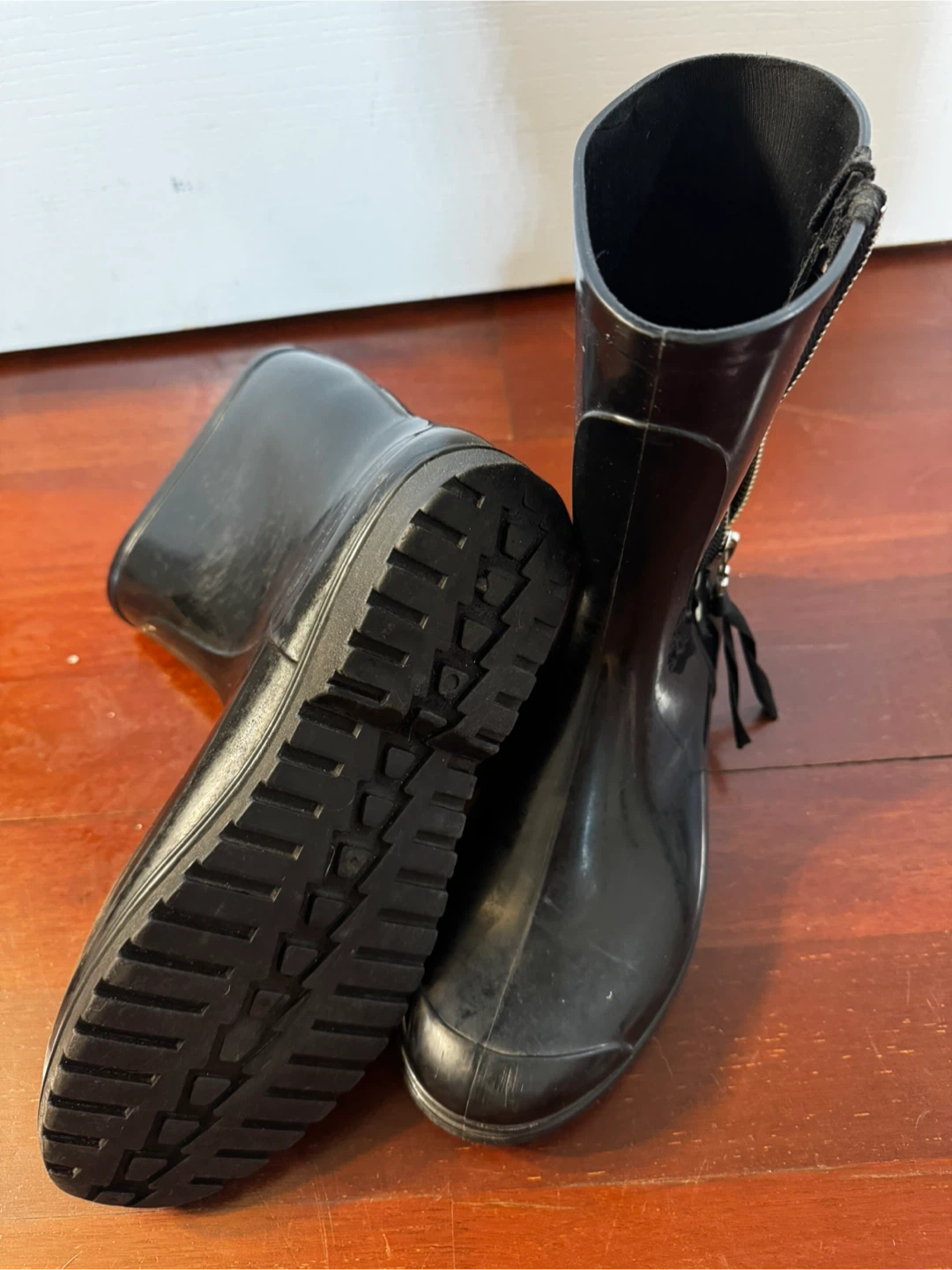 Black Rubber Boots with Zipper Accent - photo 2