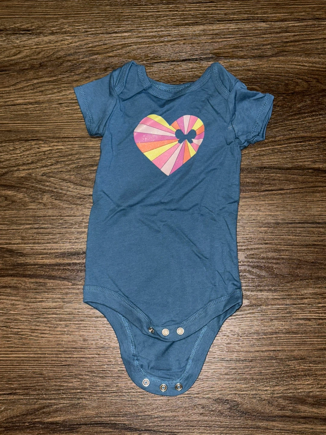 Baby Bodysuit - Heart Print - Blue