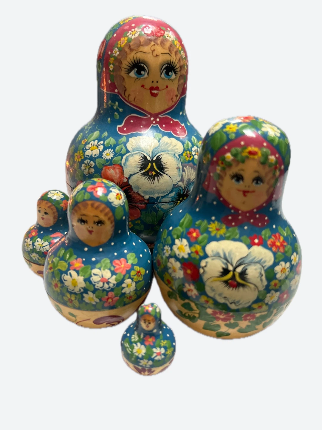Set of 5 Hand-Painted Russian Nesting Dolls