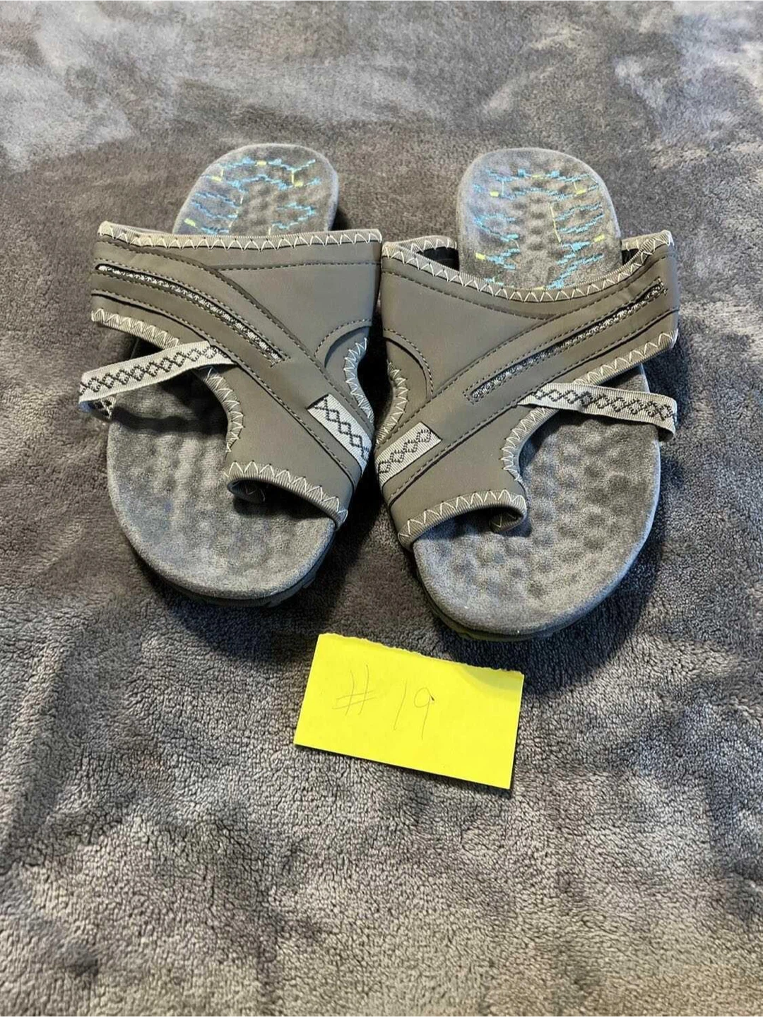 Size 9 Grey Women's Slip-On Sandals