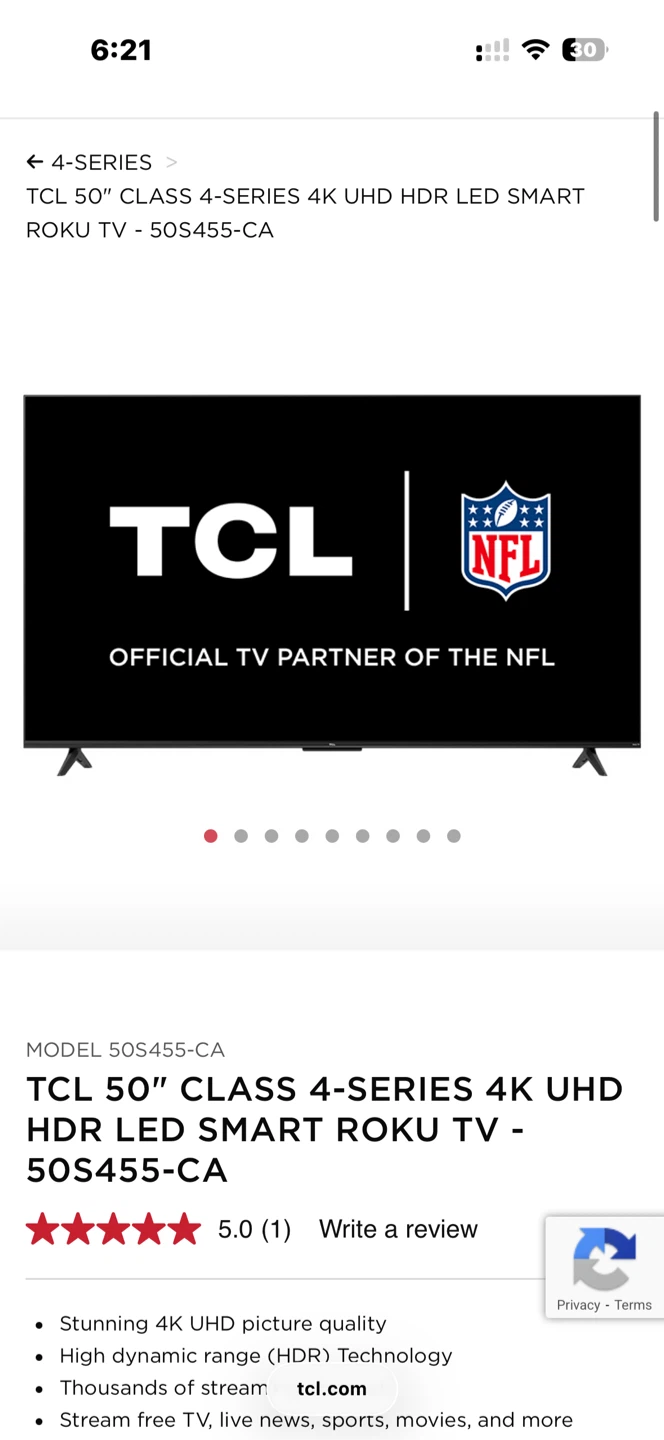 TCL 50" 4-Series 4K UHD HDR Roku Smart TV - photo 5