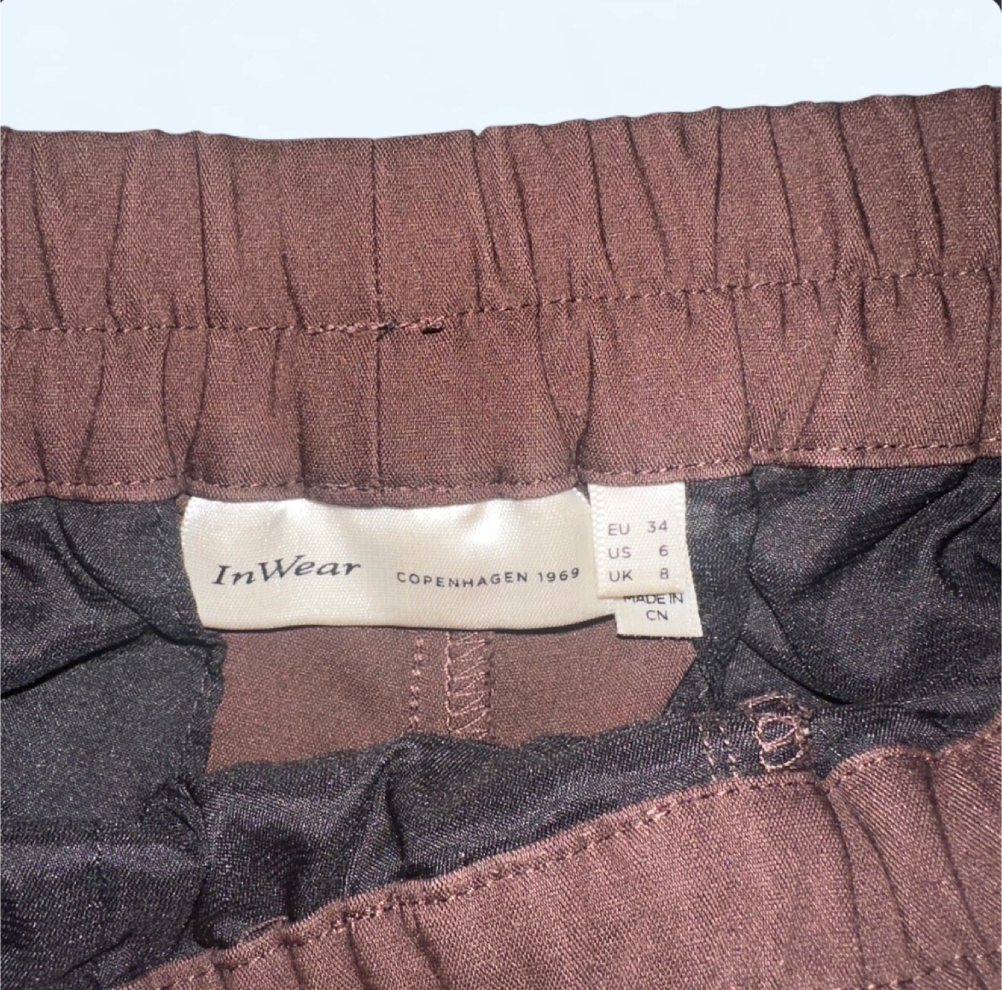 No Iron InWear Brown Elastic Waist Trousers - Size US 6 - photo 2
