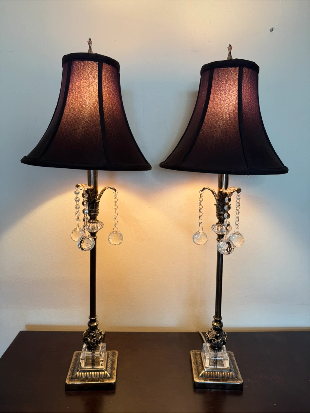 Pair of Crystal Accent Table Lamps