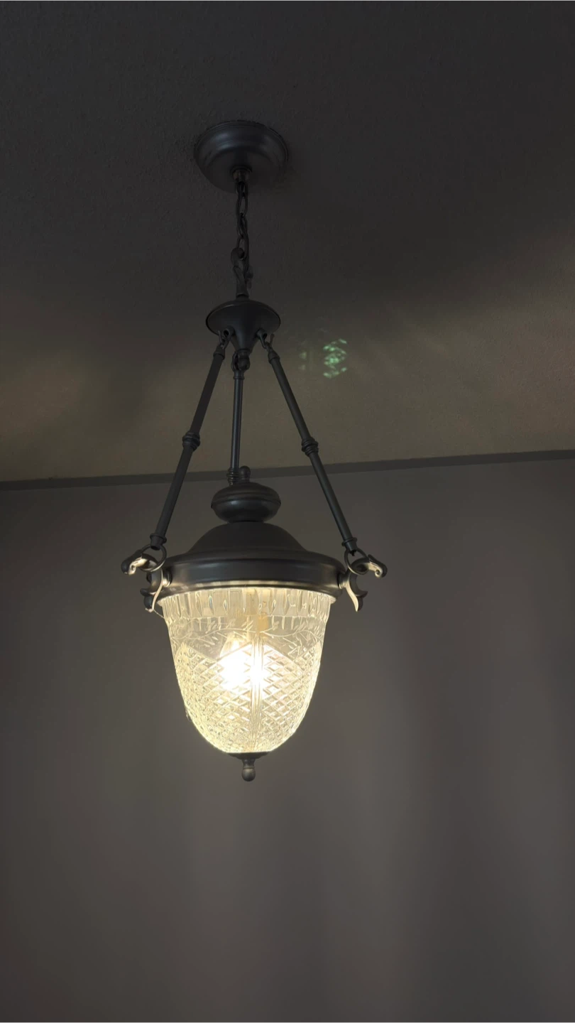 Pendant Light Fixture with Clear Crystal Glass Shade