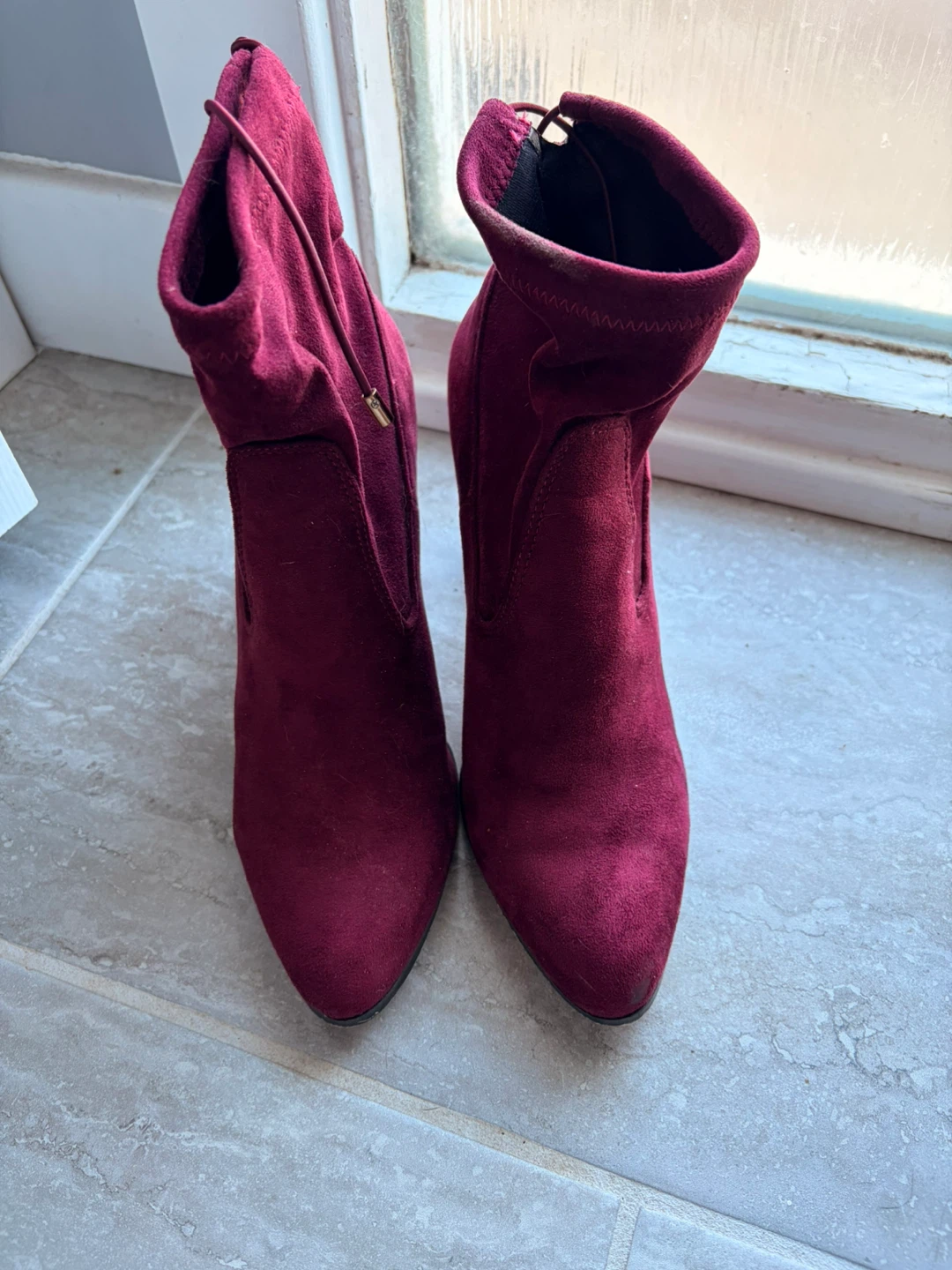 Burgundy Suede Ankle Boots
