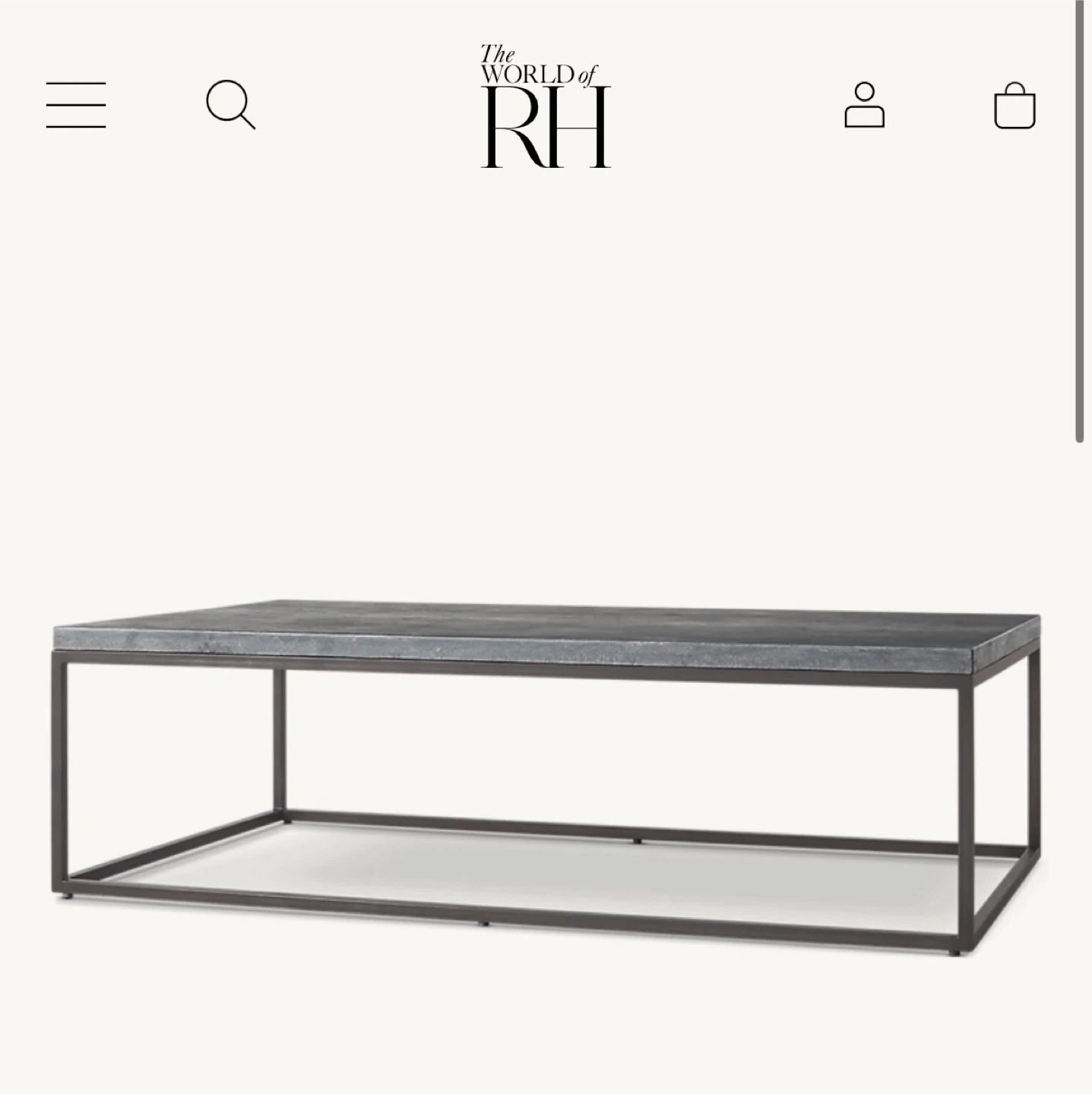 Restoration Hardware DELPHINE BLUESTONE & METAL COFFEE TABLE