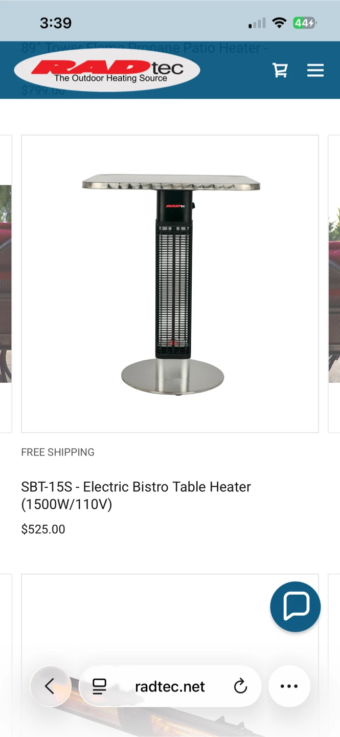 RADtec SBT-15S Electric Bistro Table Heater 1500W - photo 2