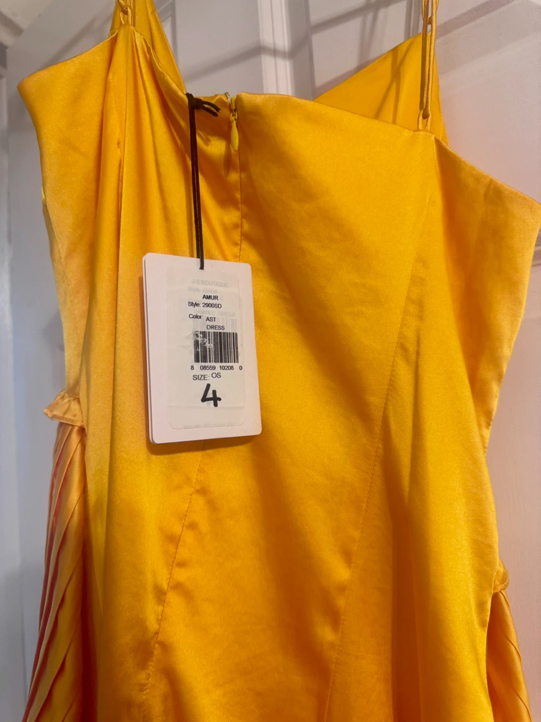 AMUR Leena Cami Pleated Slip Dress Yellow Size 4 - photo 3