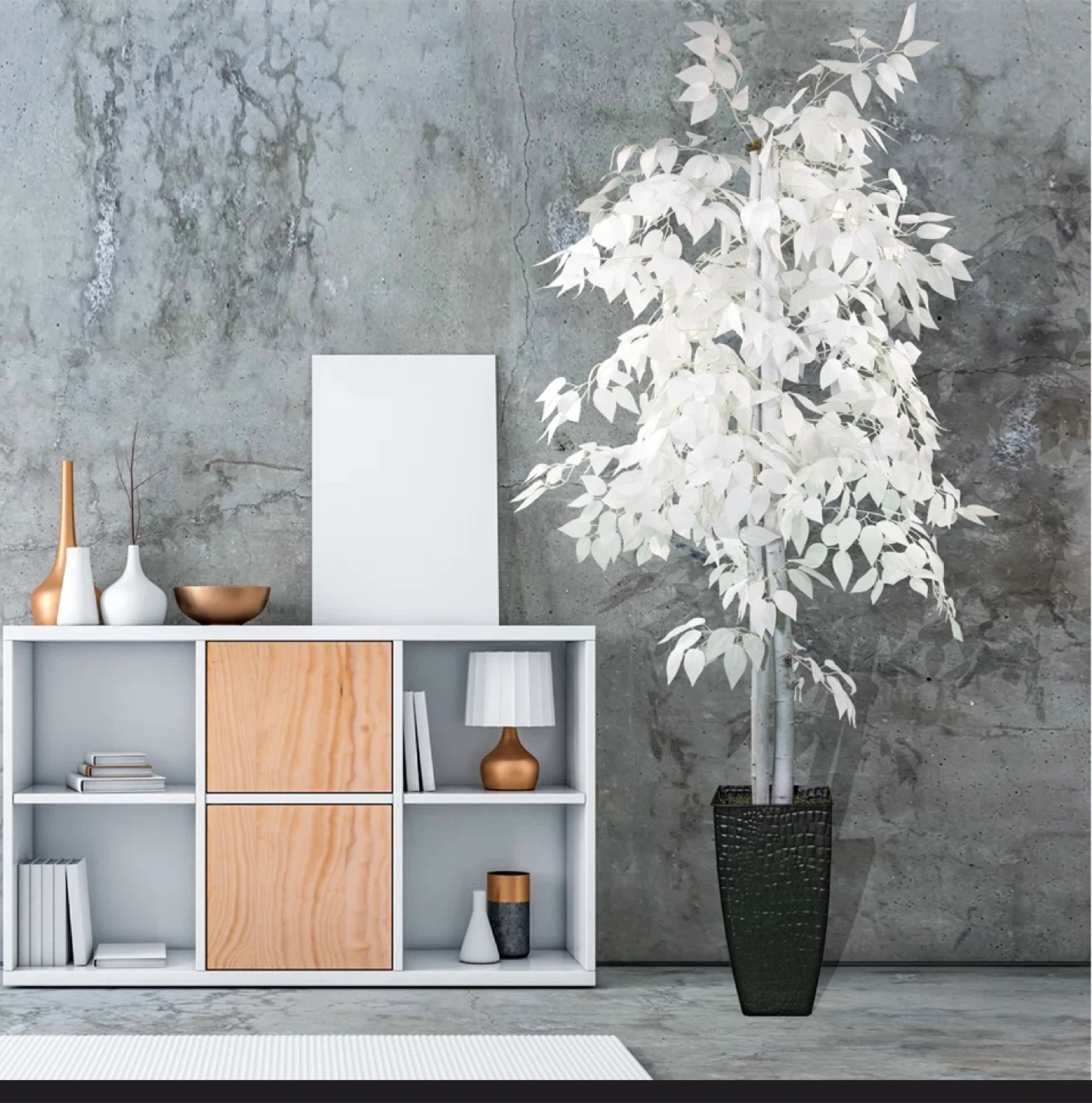 White Artificial Ficus Tree