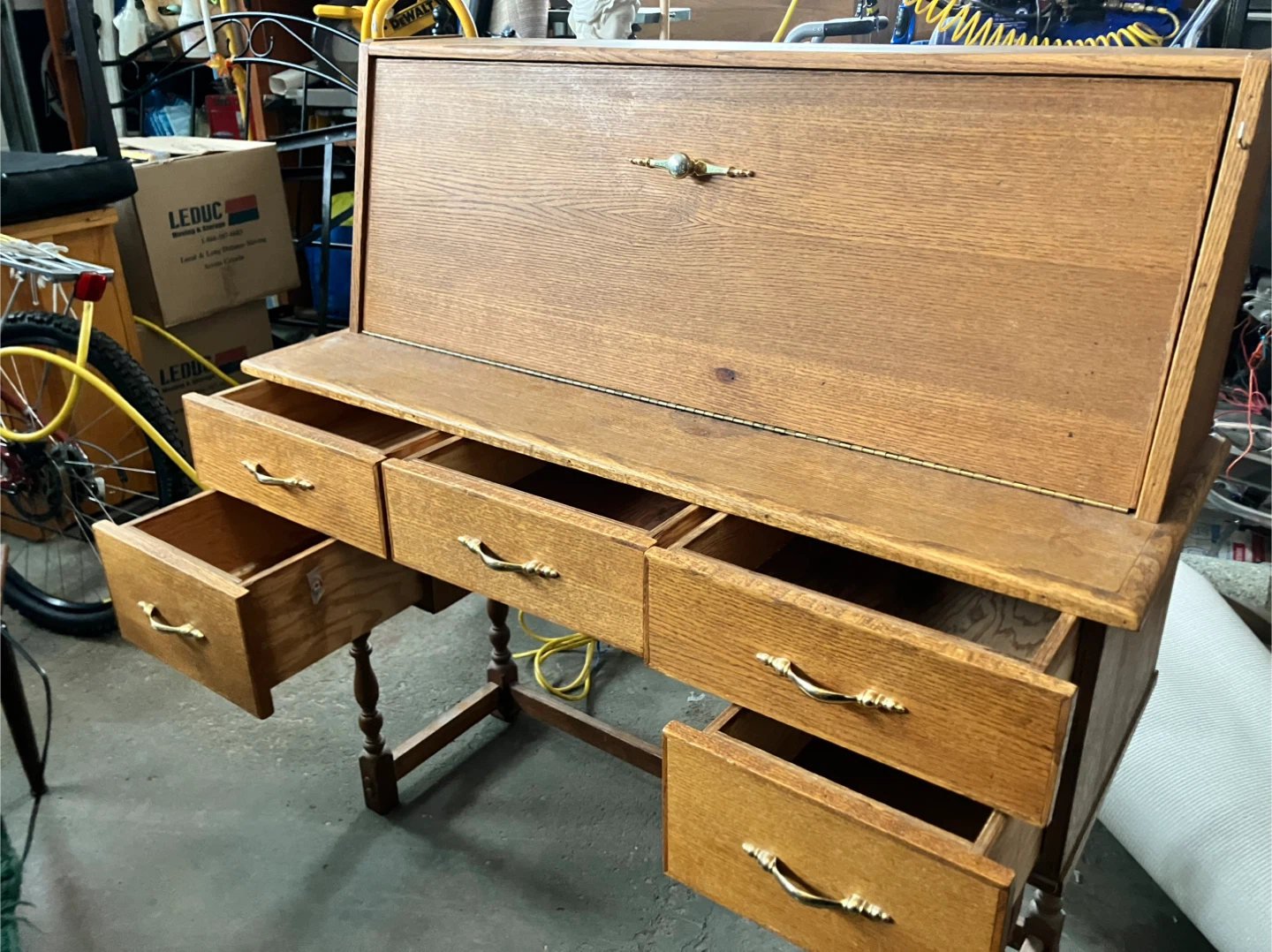 Vintage Oak Secretary Desk with Hutch - photo 3